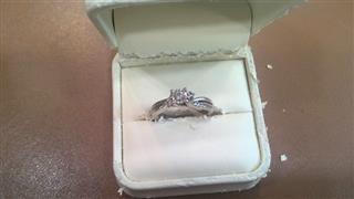 Lady's Diamond Solitaire Ring 17 Diamonds .53 Carat T.W. 14K White Gold 3.95g